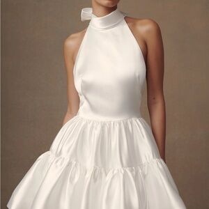 Meshki Elegant White Halter Dress